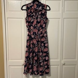 Banana republic navy red floral pattern-button up dress - EUC